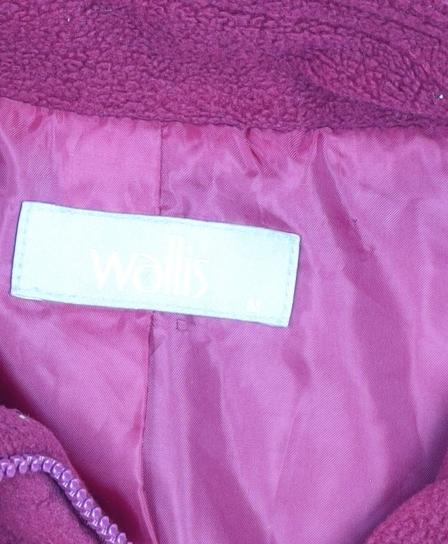 Wallis Women Red Fleece Full Zip Mid-Length Jacket Size M
