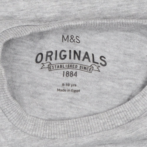 Marks and Spencer Boys Grey Space Graphic T-Shirt 9-10 Years Regular Fit