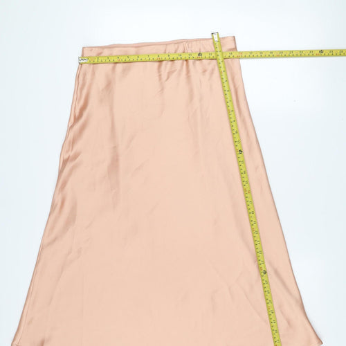 Folkster Women Beige Satin A-Line Midi Skirt Size L