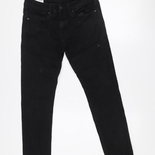 SELECTED HOMME Women's Black Skinny Jeans Size 12 Slim Fit Cotton Blend