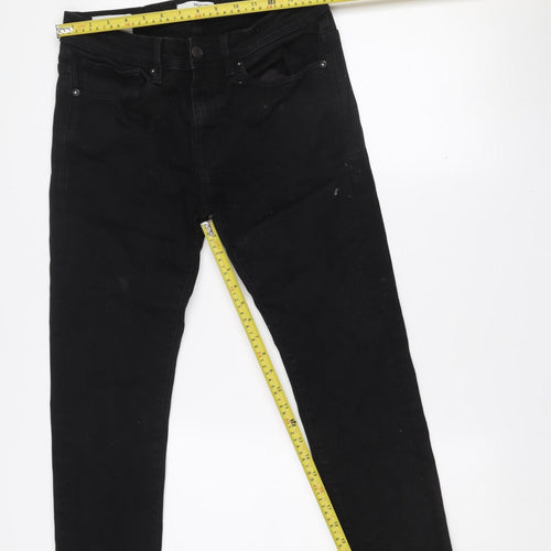 SELECTED HOMME Women's Black Skinny Jeans Size 12 Slim Fit Cotton Blend