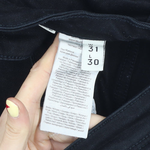 SELECTED HOMME Women's Black Skinny Jeans Size 12 Slim Fit Cotton Blend