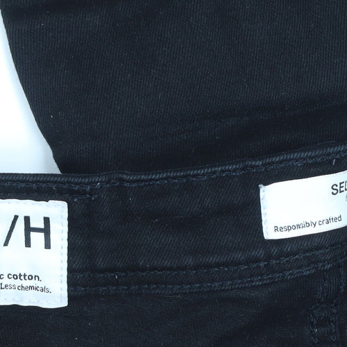 SELECTED HOMME Women's Black Skinny Jeans Size 12 Slim Fit Cotton Blend