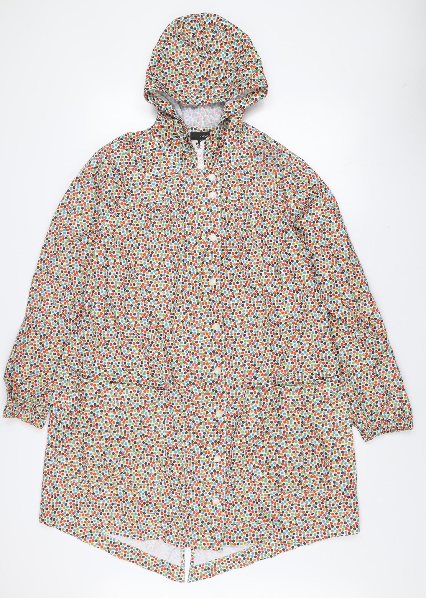 Next Womens Multicoloured Polka Dot Hooded Rain Jacket M
