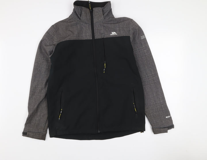 Trespass Mens Black Softshell Waterproof Mid-Length Jacket Size S 35-37"