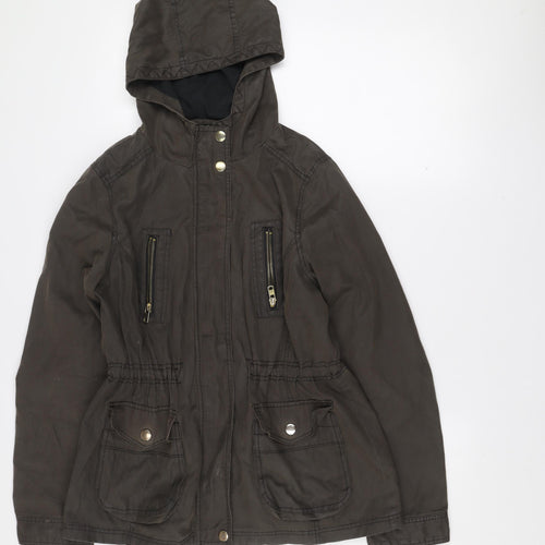 New Look Women's Brown Hooded Parka Jacket Size 10 Cotton Blend