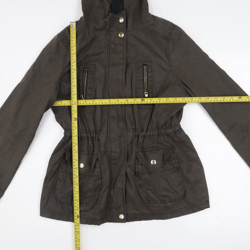 New Look Women's Brown Hooded Parka Jacket Size 10 Cotton Blend