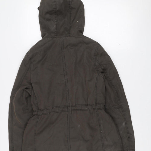 New Look Women's Brown Hooded Parka Jacket Size 10 Cotton Blend