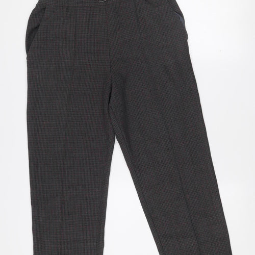 Marks and Spencer Women's Black Check Regular Fit Trousers Size 4 Short