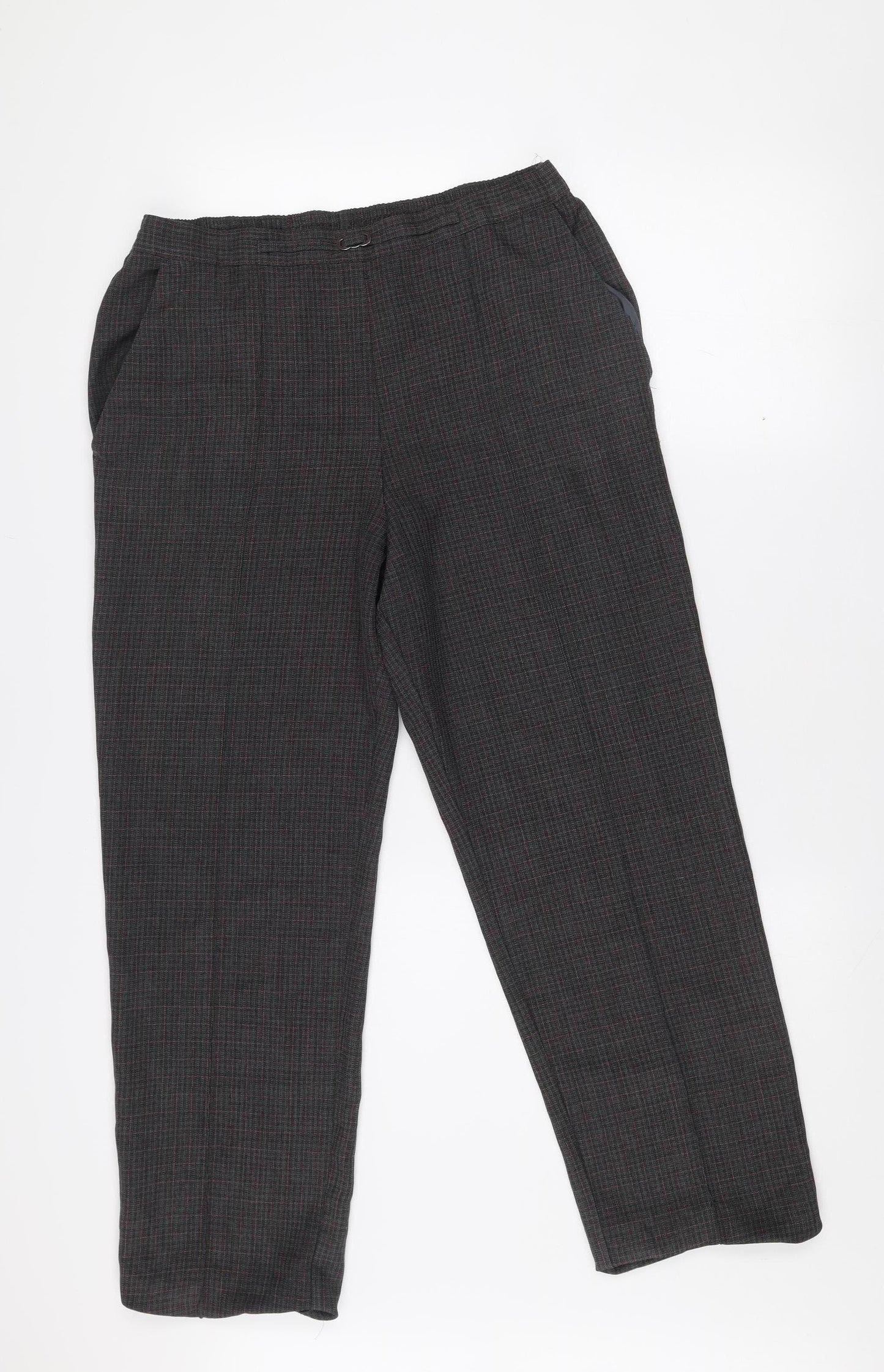 Marks and Spencer Women's Black Check Regular Fit Trousers Size 4 Short