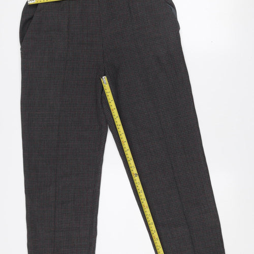 Marks and Spencer Women's Black Check Regular Fit Trousers Size 4 Short