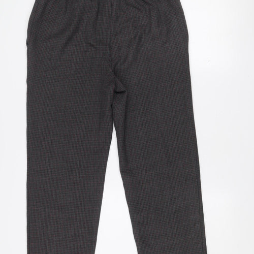 Marks and Spencer Women's Black Check Regular Fit Trousers Size 4 Short
