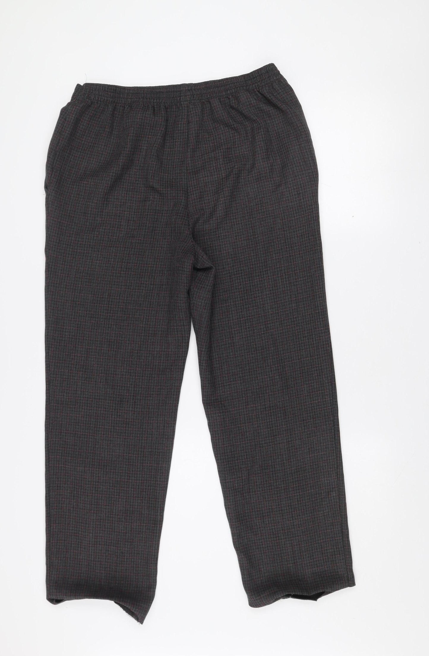Marks and Spencer Women's Black Check Regular Fit Trousers Size 4 Short