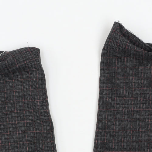 Marks and Spencer Women's Black Check Regular Fit Trousers Size 4 Short
