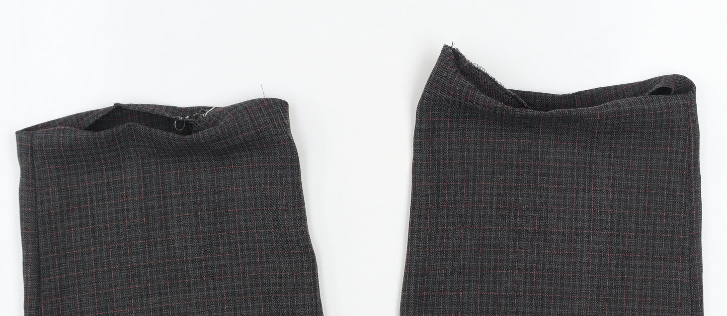 Marks and Spencer Women's Black Check Regular Fit Trousers Size 4 Short