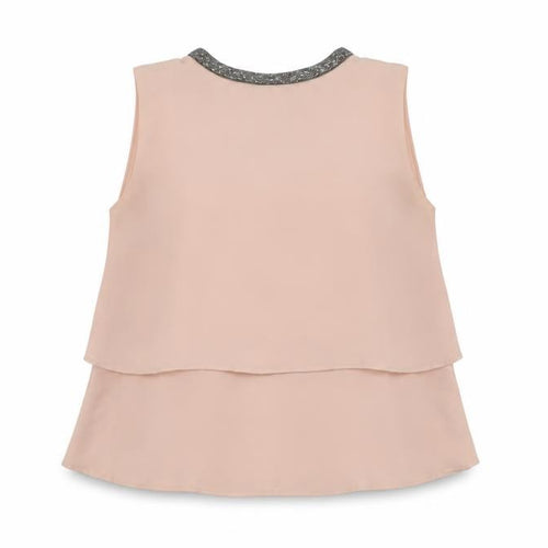 Zara Women Beige Beaded Collar Sleeveless Chiffon Blouse Size 14