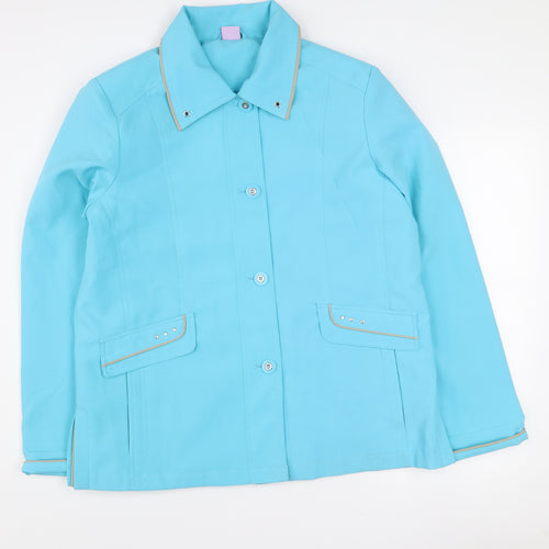 Amalina Women's Blue Size 14 Button-Up Lined Mid-Length Jacket