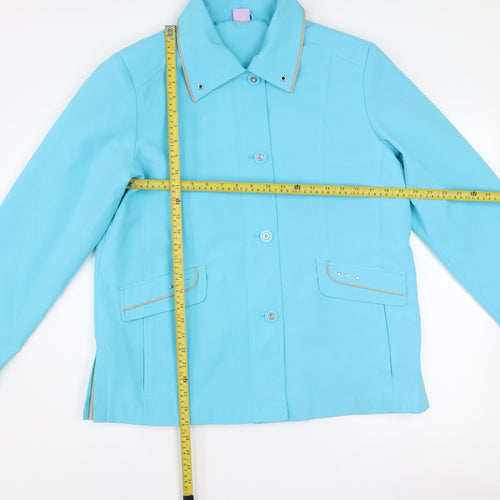 Amalina Women's Blue Size 14 Button-Up Lined Mid-Length Jacket