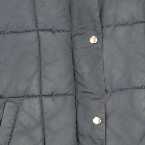 Topshop Women's Blue Puffer Jacket Size 10 Hooded Winter Coat