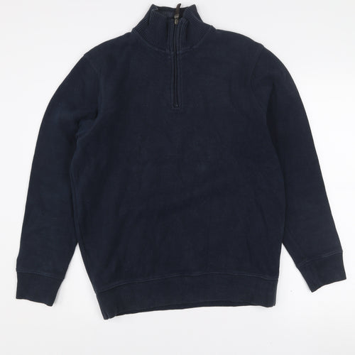 Maine New England Men's Blue 1/2 Zip High Neck Sweatshirt M