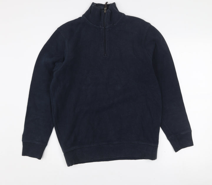 Maine New England Men's Blue 1/2 Zip High Neck Sweatshirt M
