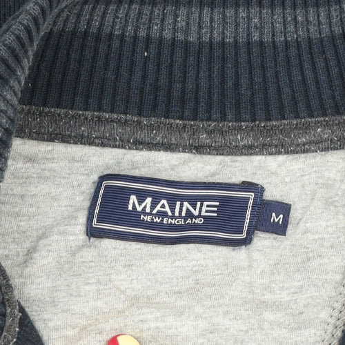 Maine New England Men's Blue 1/2 Zip High Neck Sweatshirt M