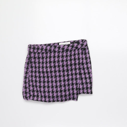 Lefties Girls Purple & Black Houndstooth Bouclé Chino Shorts 5-6 Years