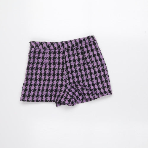 Lefties Girls Purple & Black Houndstooth Bouclé Chino Shorts 5-6 Years