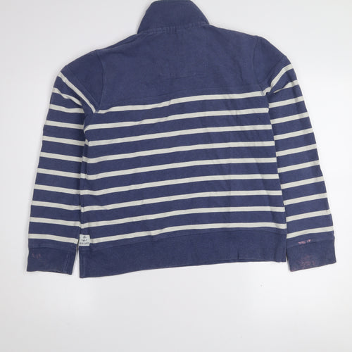 Seasalt Women Blue Striped Cotton Henley Sweatshirt Size 12