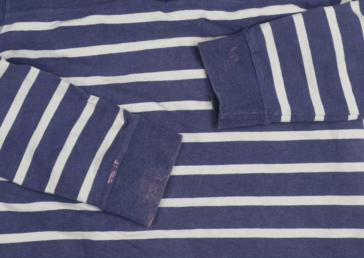Seasalt Women Blue Striped Cotton Henley Sweatshirt Size 12