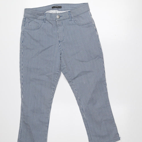 Dunnes Women’s Blue Striped Cotton Chino Trousers Size 10