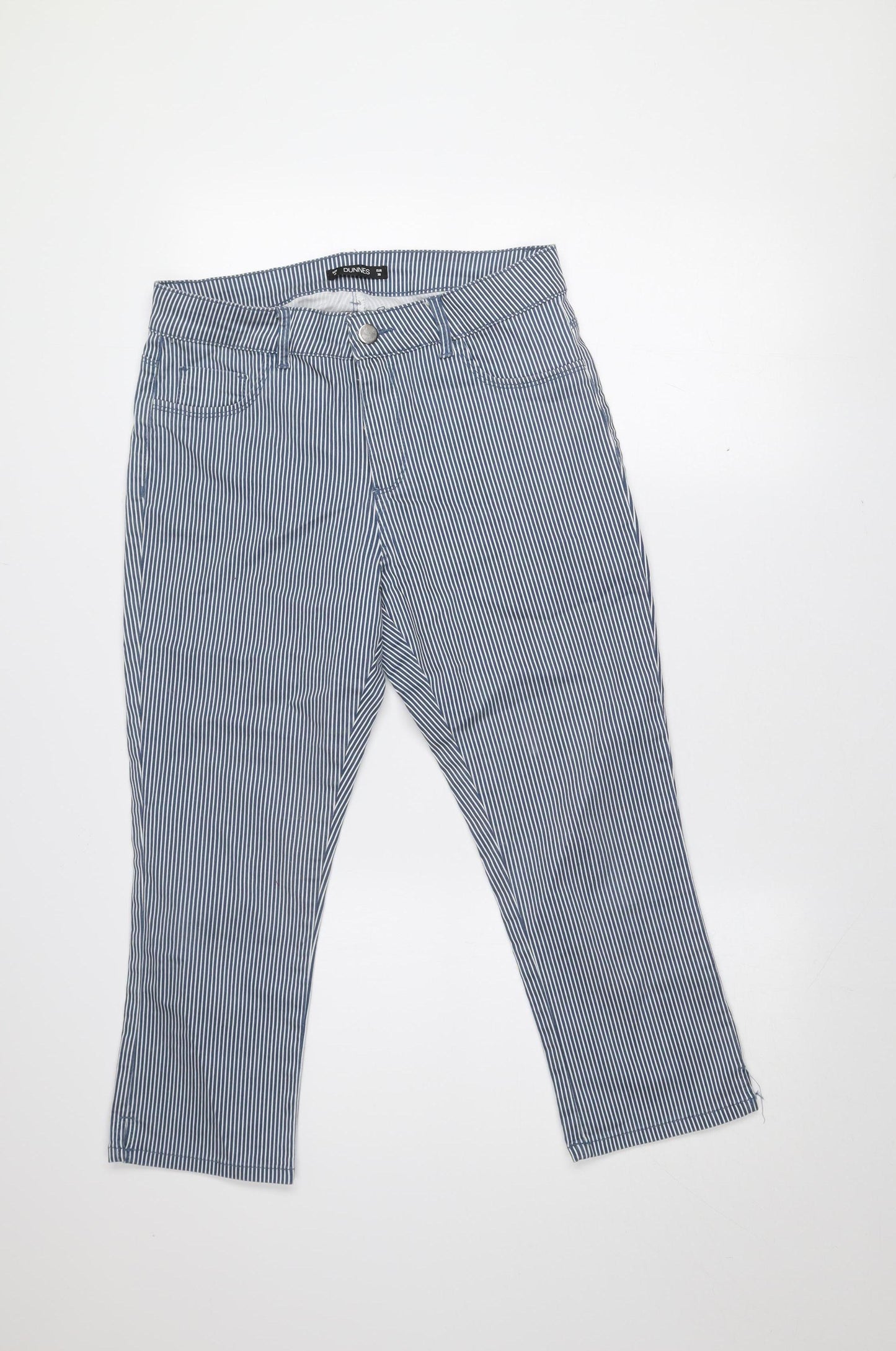 Dunnes Women’s Blue Striped Cotton Chino Trousers Size 10