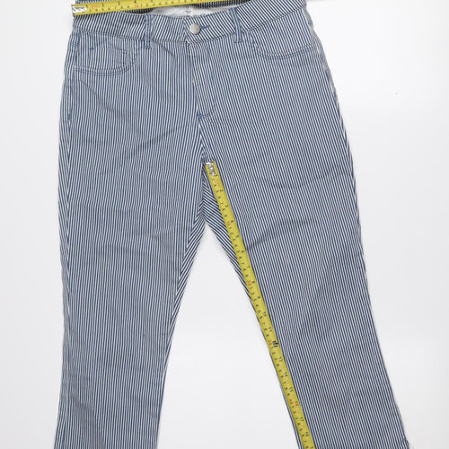 Dunnes Women’s Blue Striped Cotton Chino Trousers Size 10