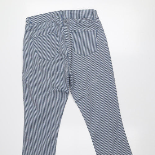 Dunnes Women’s Blue Striped Cotton Chino Trousers Size 10