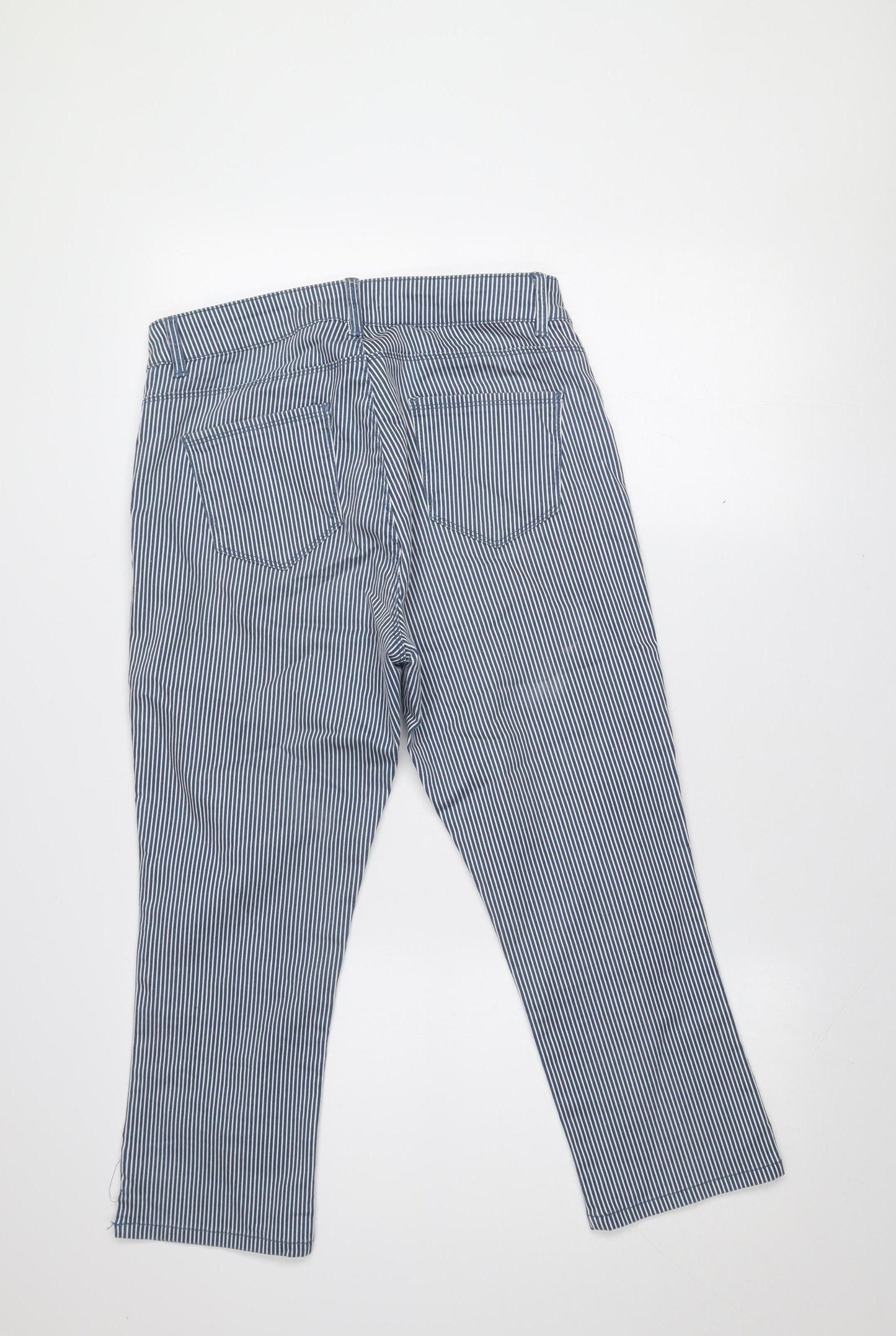 Dunnes Women’s Blue Striped Cotton Chino Trousers Size 10