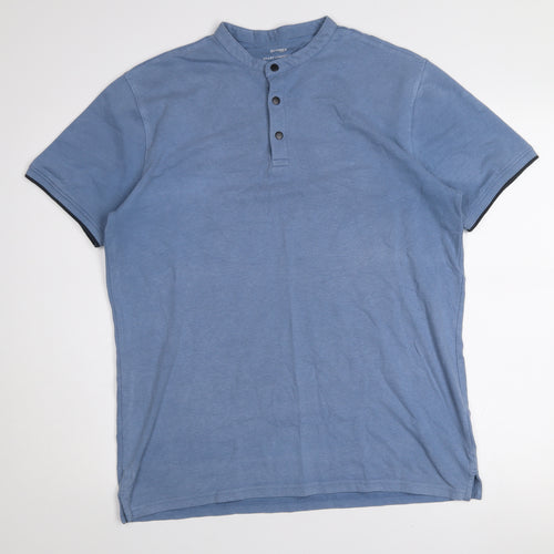 Dunnes Stores Men's Light Blue Henley T-Shirt Size L Regular Fit