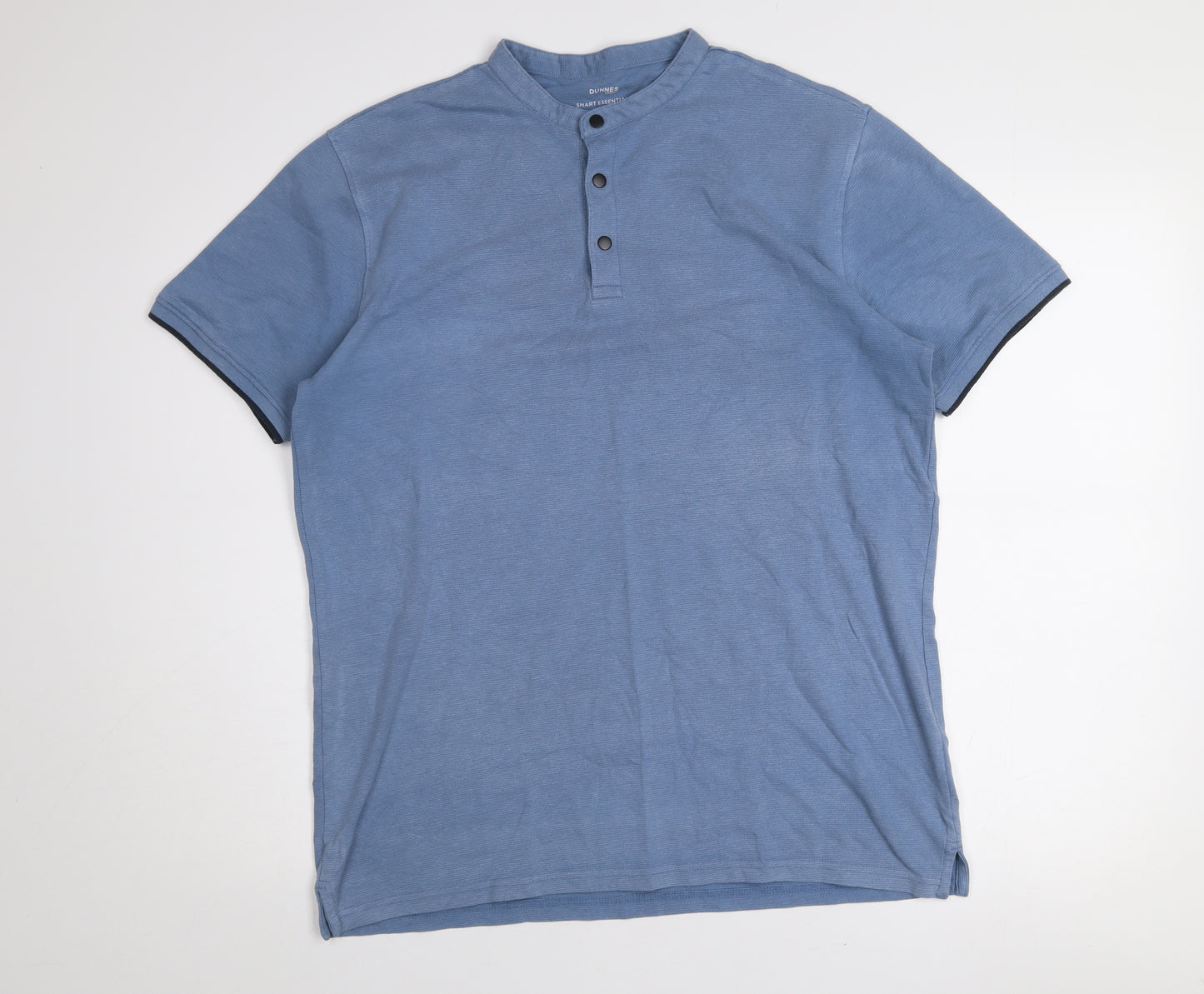 Dunnes Stores Men's Light Blue Henley T-Shirt Size L Regular Fit