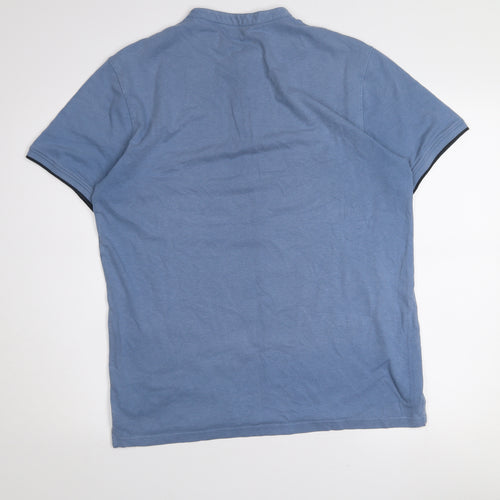 Dunnes Stores Men's Light Blue Henley T-Shirt Size L Regular Fit