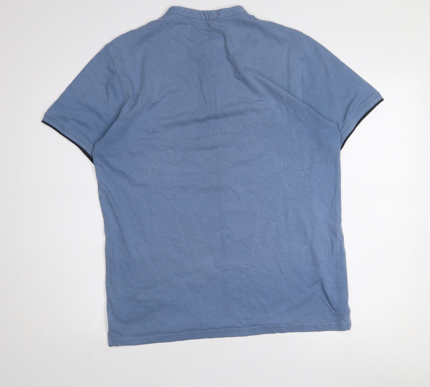 Dunnes Stores Men's Light Blue Henley T-Shirt Size L Regular Fit