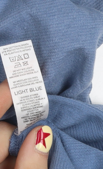 Dunnes Stores Men's Light Blue Henley T-Shirt Size L Regular Fit