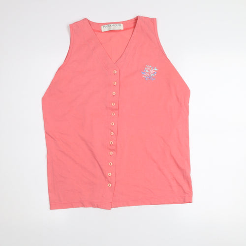 Paramour Women’s Pink Sleeveless Embroidered Button Blouse L