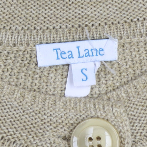 Tea Lane Women Beige Cable-Knit Wool Blend Cardigan Size S