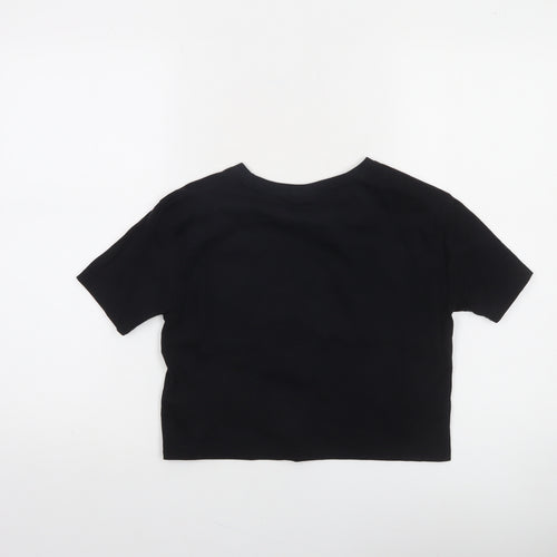 Ellesse Womens Black Cropped T-Shirt UK 4 Short Sleeve Cotton