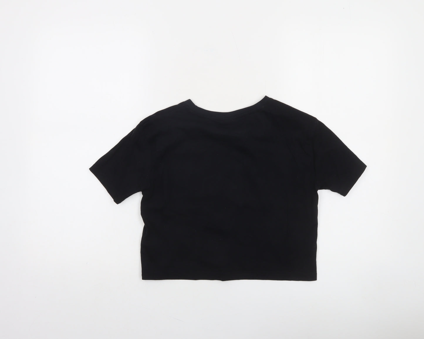 Ellesse Womens Black Cropped T-Shirt UK 4 Short Sleeve Cotton