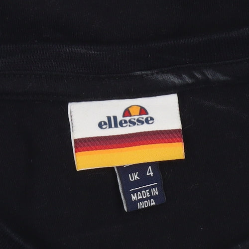 Ellesse Womens Black Cropped T-Shirt UK 4 Short Sleeve Cotton