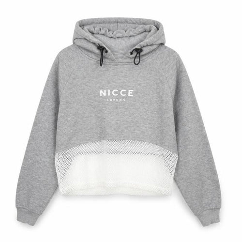 Nicce London Women's Grey Cropped Hoodie Mesh Hem Size S