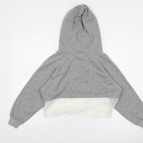 Nicce London Women's Grey Cropped Hoodie Mesh Hem Size S