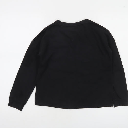 Disney Tu Girls Black Stitch & Angel Sweatshirt 9 Years Cotton Blend