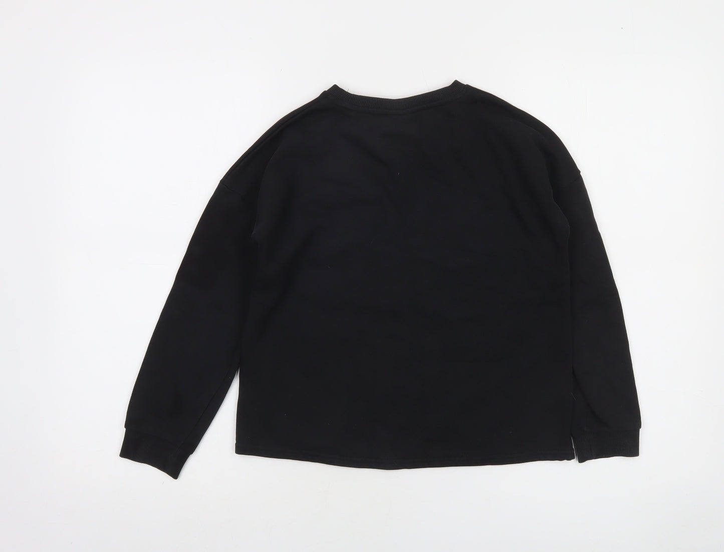 Disney Tu Girls Black Stitch & Angel Sweatshirt 9 Years Cotton Blend