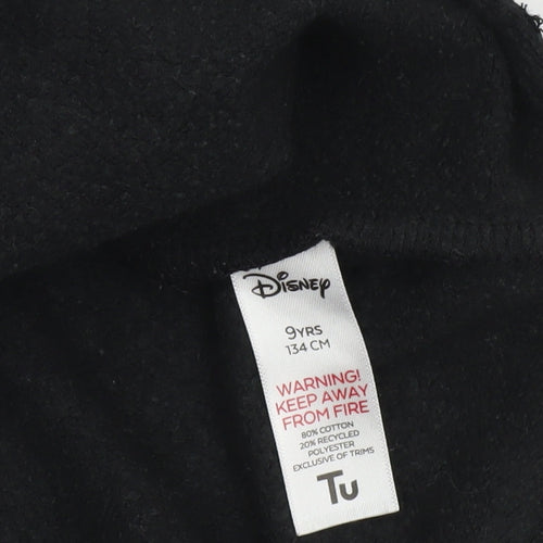 Disney Tu Girls Black Stitch & Angel Sweatshirt 9 Years Cotton Blend
